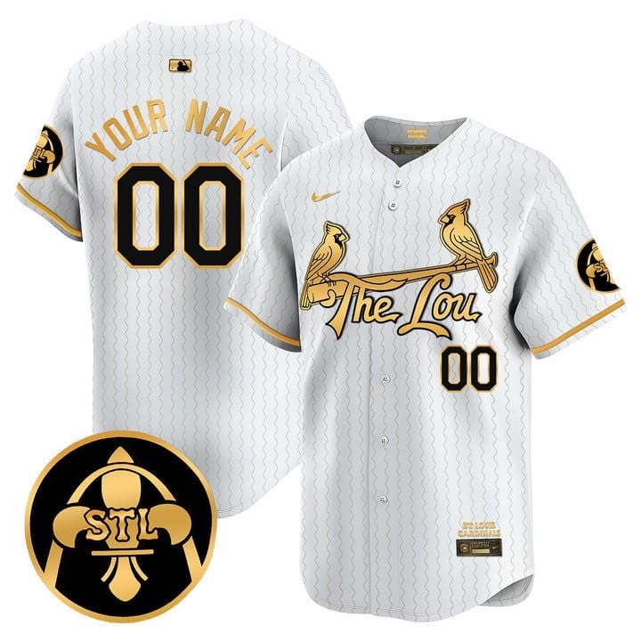 St. Louis Cardinals 2024 City Connect Vapor Premier Limited Custom Jersey V2 - All Stitched - Men, White Gold