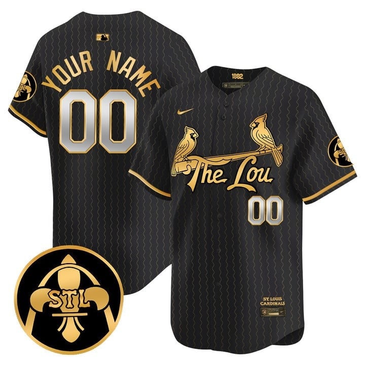 St. Louis Cardinals 2024 City Connect Vapor Premier Limited Custom Jersey V2 - All Stitched - Men, Black Gold