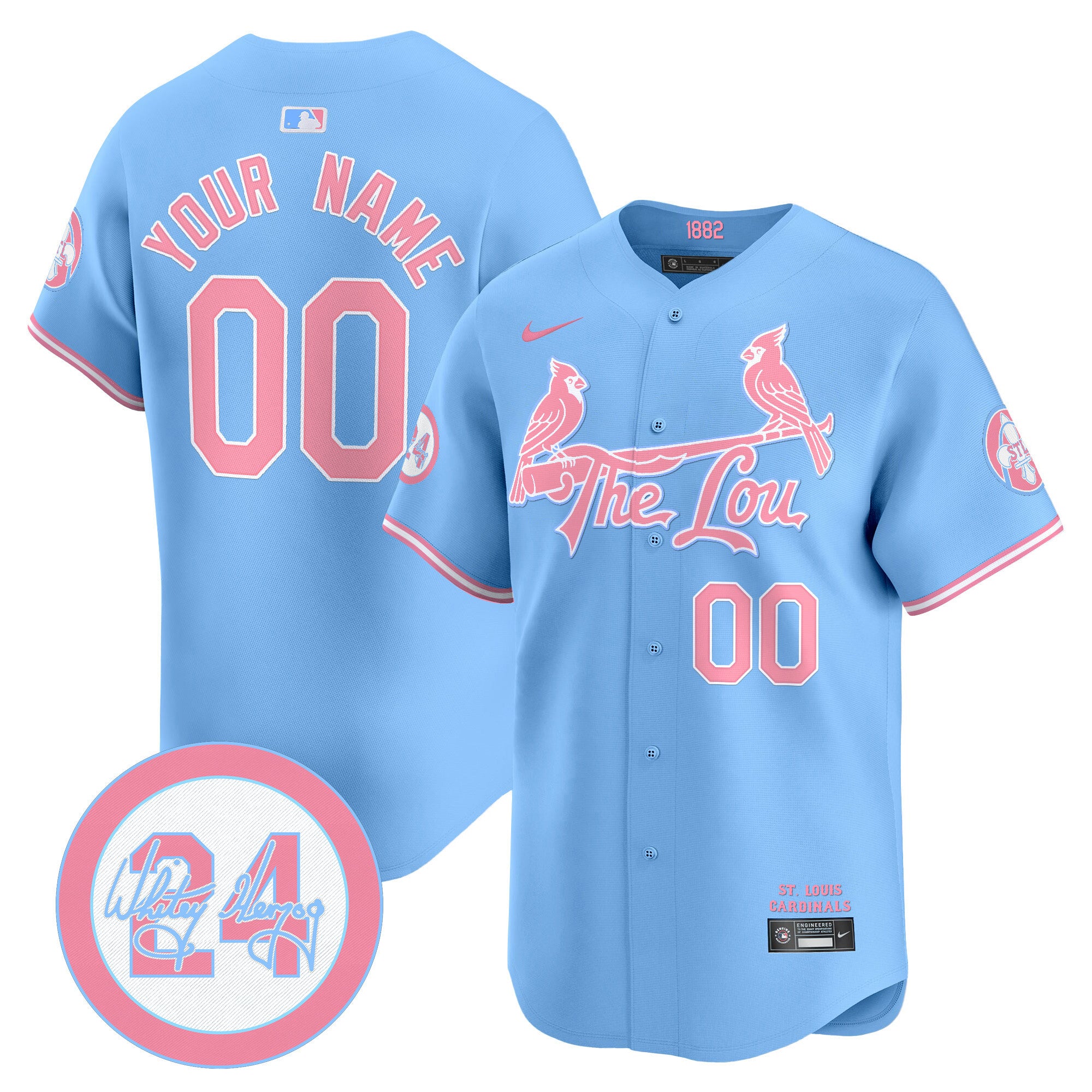 St. Louis Cardinals Bubblegum Pink Vapor Premier Limited Custom Jersey - All Stitched - Men, Light Blue