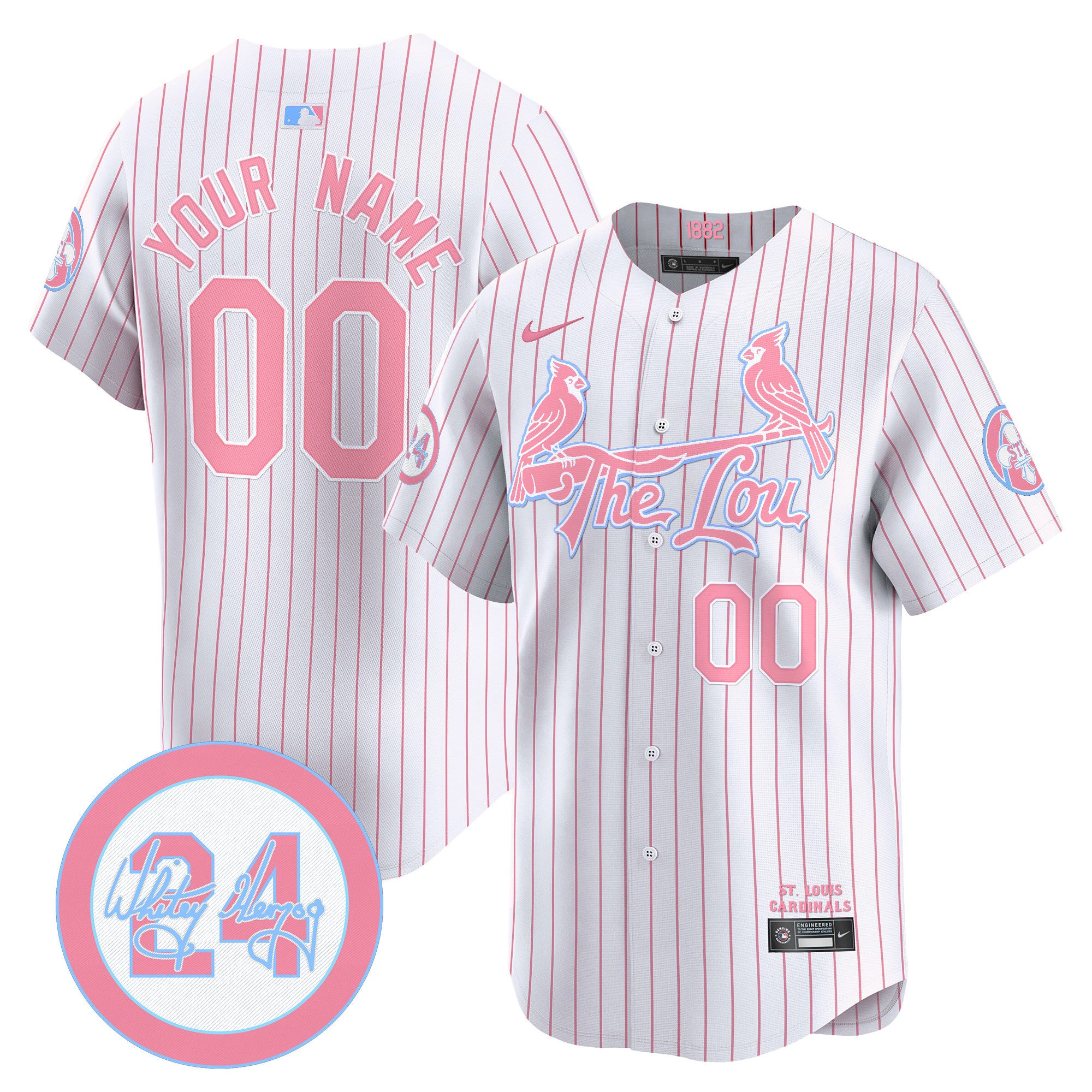 St. Louis Cardinals Bubblegum Pink Vapor Premier Limited Custom Jersey - All Stitched - Men, Pinstripe