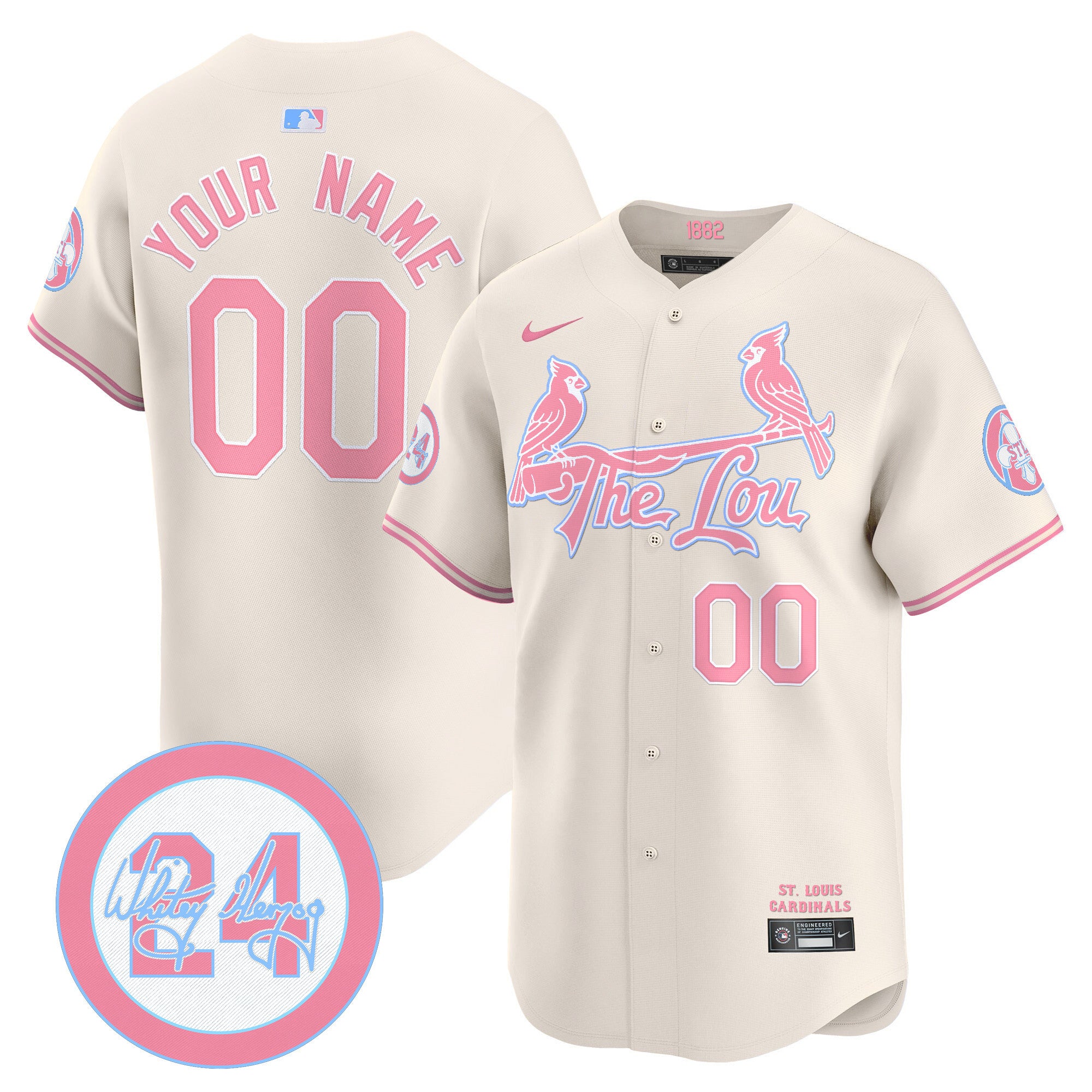 St. Louis Cardinals Bubblegum Pink Vapor Premier Limited Custom Jersey - All Stitched - Men, Cream