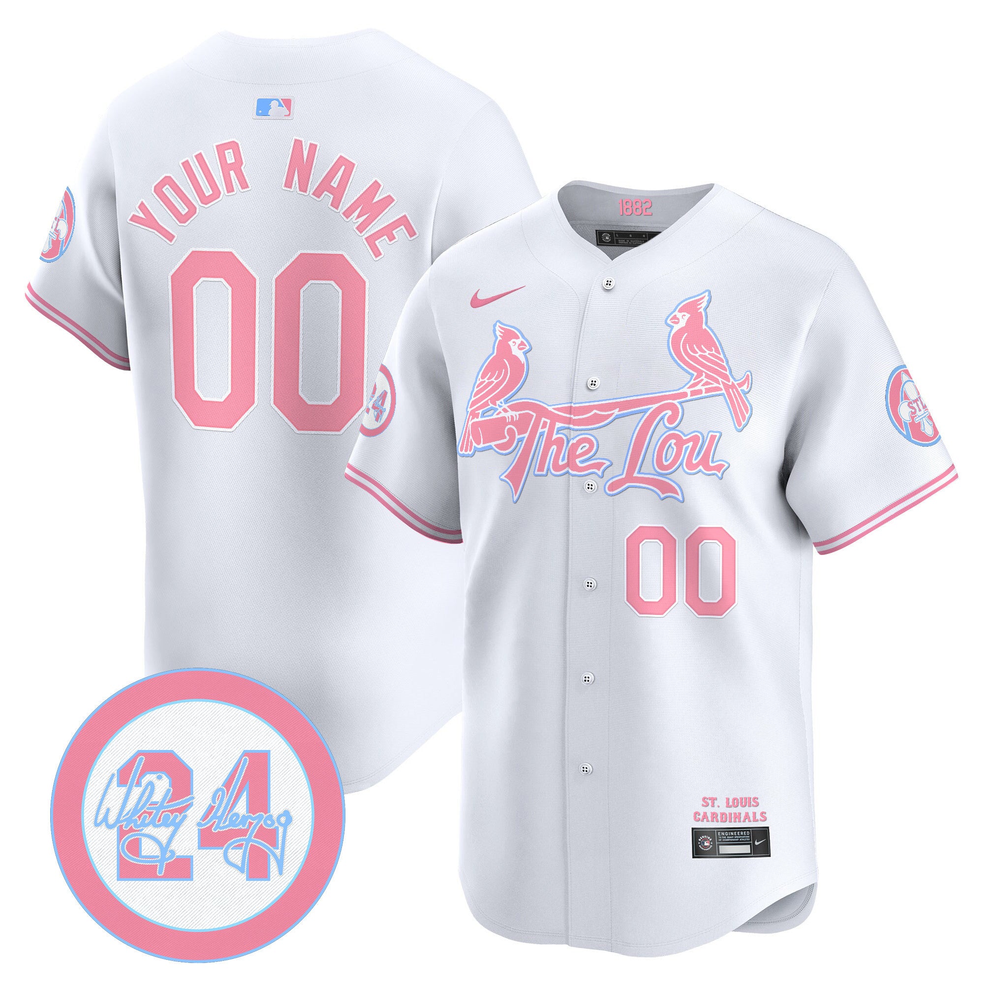 St. Louis Cardinals Bubblegum Pink Vapor Premier Limited Custom Jersey - All Stitched - Youth, White