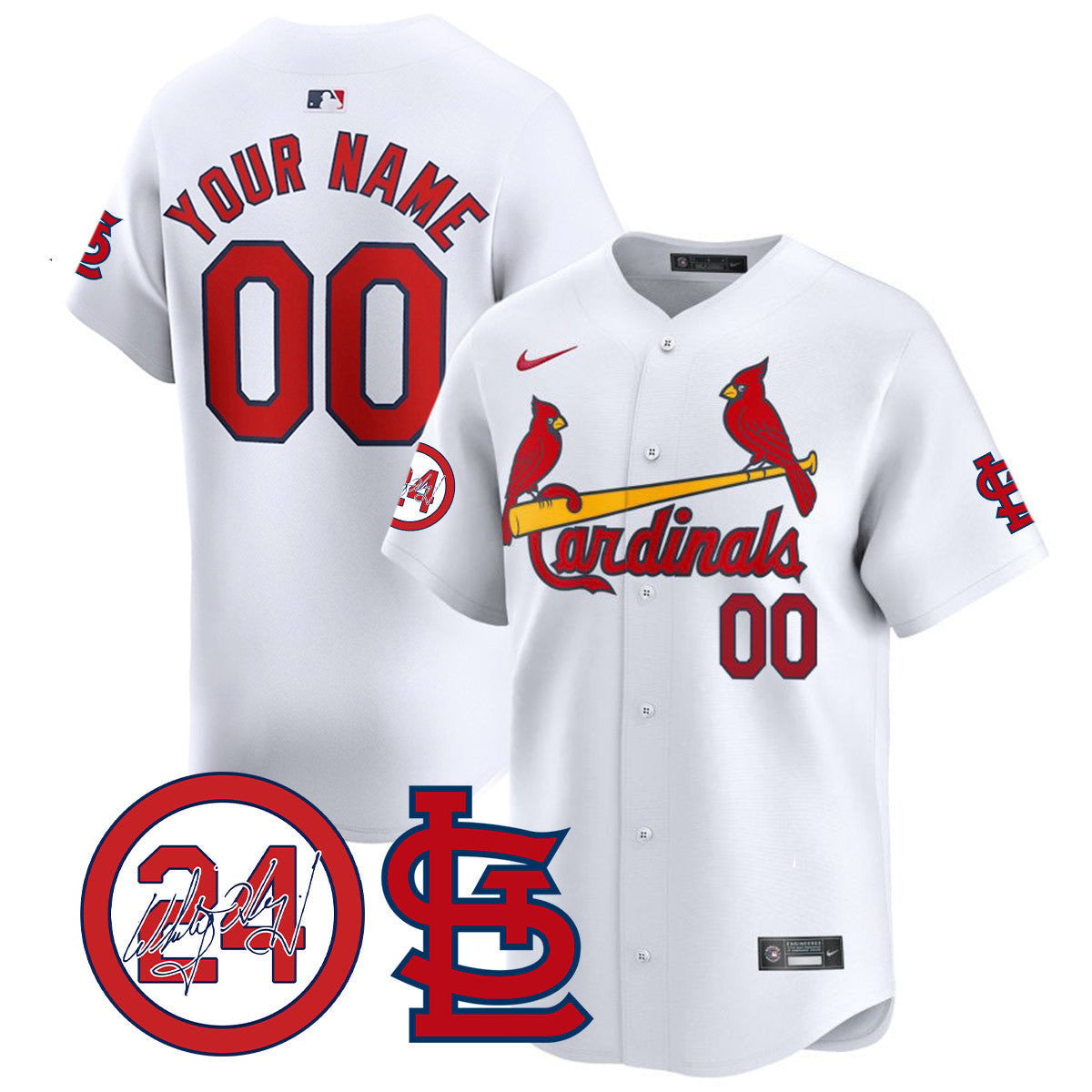 St. Louis Cardinals Memorial Vapor Premier Limited Custom Jersey - All Stitched - Men, White