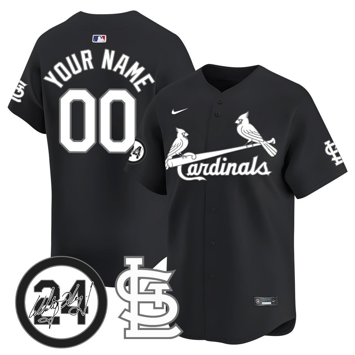 St. Louis Cardinals Memorial Vapor Premier Limited Custom Jersey - All Stitched - Men, Black