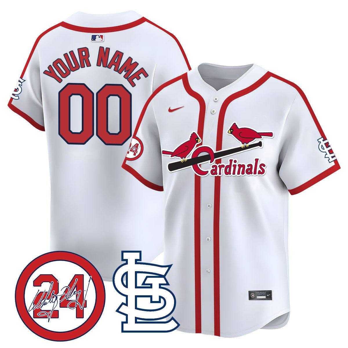 St. Louis Cardinals Memorial Vapor Premier Limited Custom Jersey - All Stitched - Youth, Cooperstown White