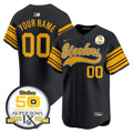 Steelers 50th Anniversary Of Super Bowl IX Patch Vapor Premier Baseball Custom Jersey - All Stitched - Men, Color Rush