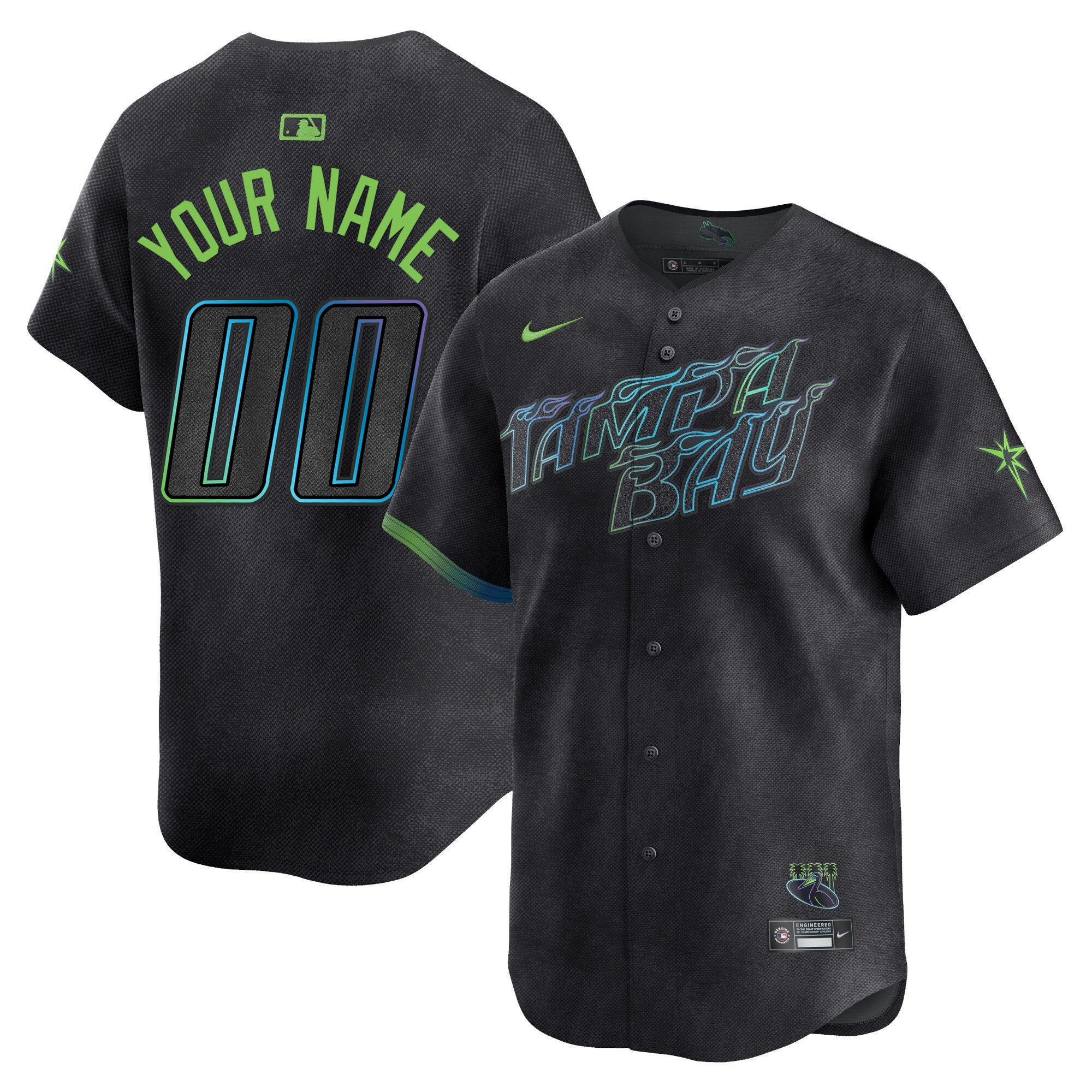 Tampa Bay Rays 2024 City Connect Vapor Premier Limited Custom Jersey - Charcoal - All Stitched - Men, City Connect