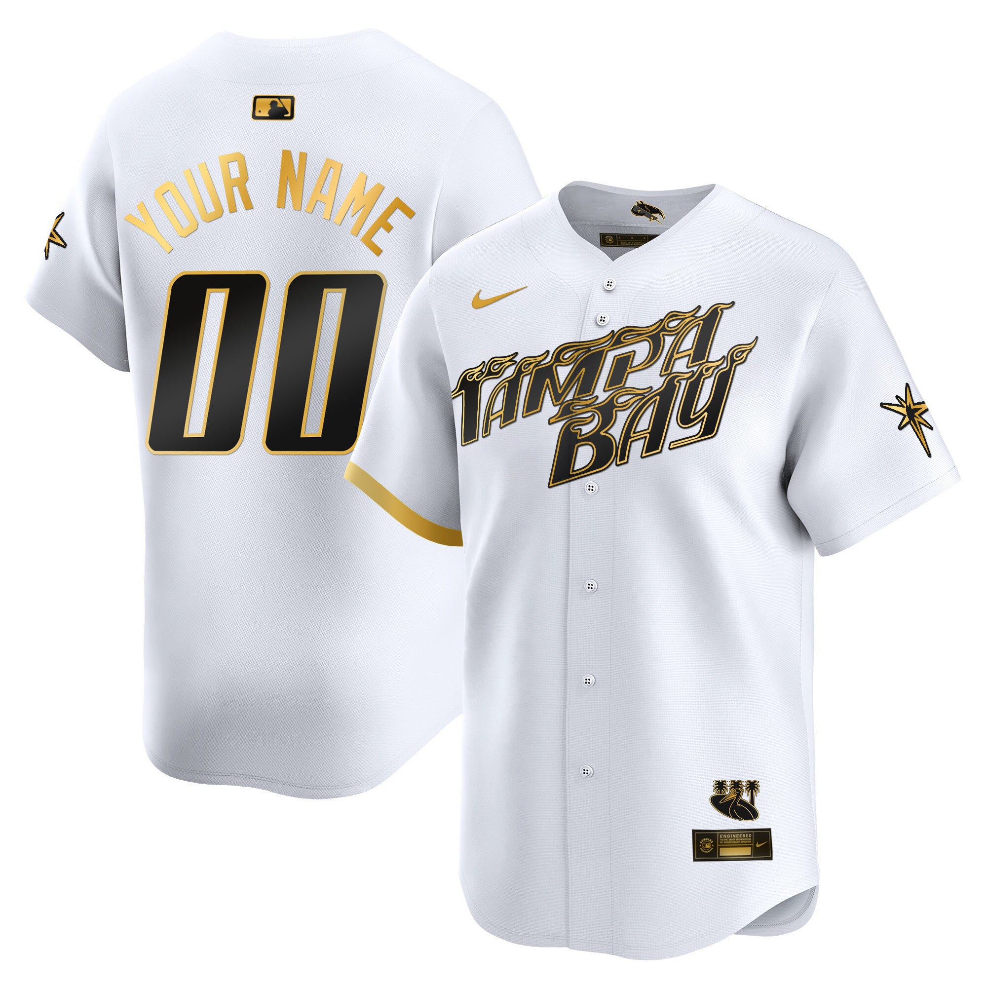Tampa Bay Rays 2024 City Connect Vapor Premier Limited Custom Jersey - Charcoal - All Stitched - Men, White Gold