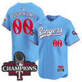 Texas Rangers 2023 World Series Champions City Connect Vapor Premier Limited Custom Jersey - All Stitched - Men, Blue