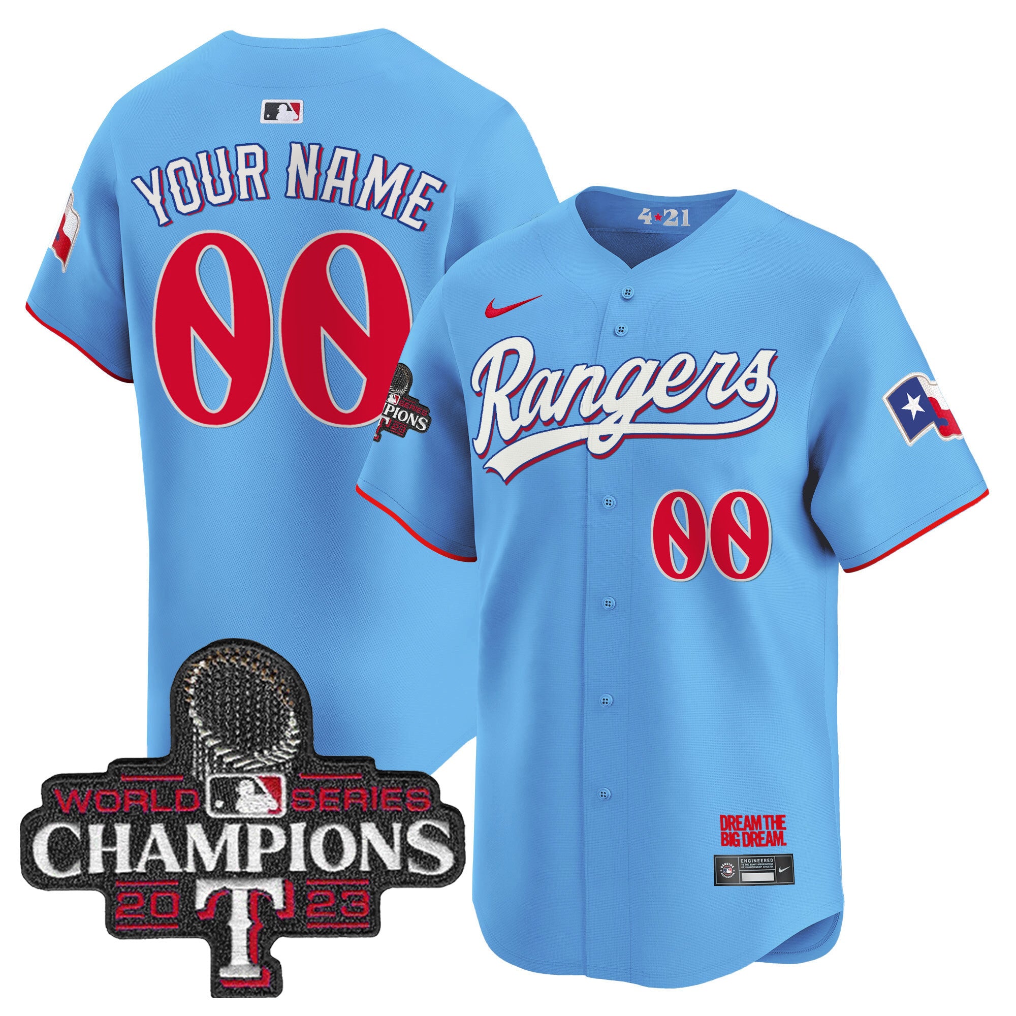 Texas Rangers 2023 World Series Champions City Connect Vapor Premier Limited Custom Jersey - All Stitched - Men, Blue