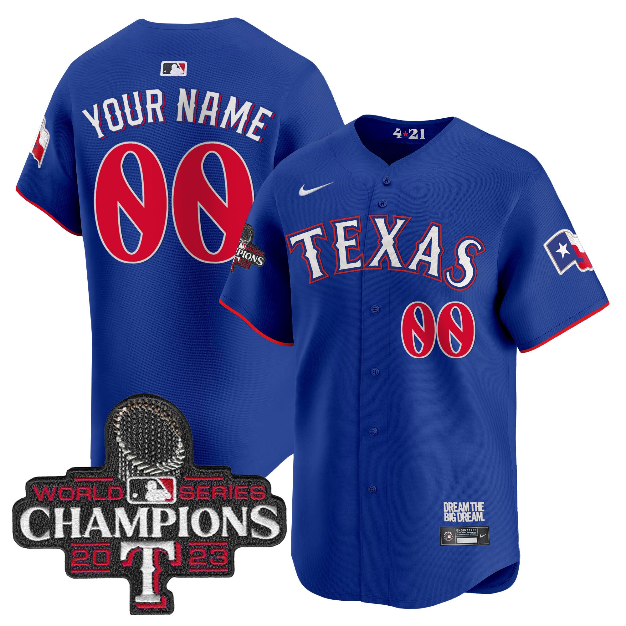 Texas Rangers 2023 World Series Champions City Connect Vapor Premier Limited Custom Jersey - All Stitched - Men, Royal
