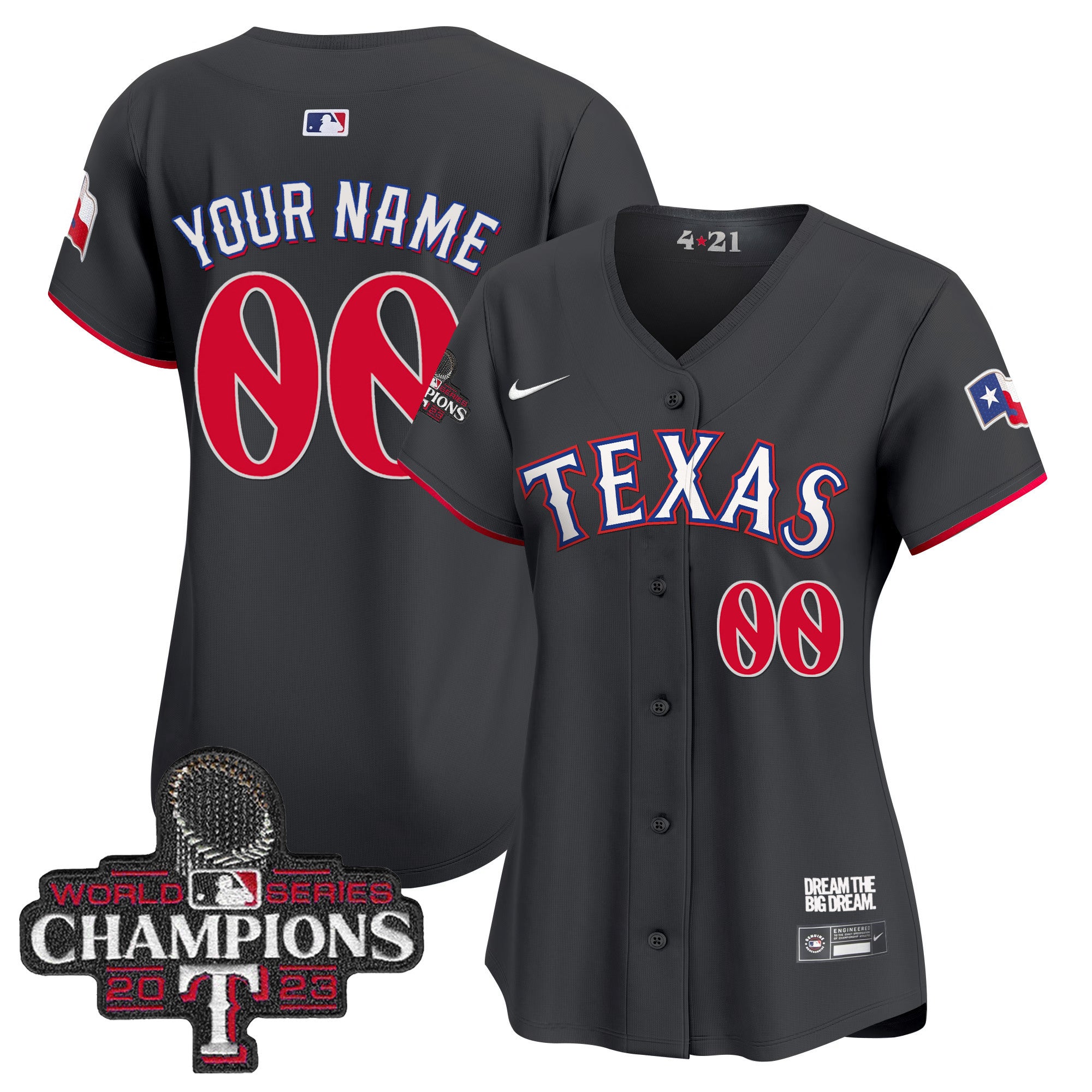 Texas Rangers 2023 World Series Champions City Connect Vapor Premier Limited Custom Jersey - All Stitched - Women, Black