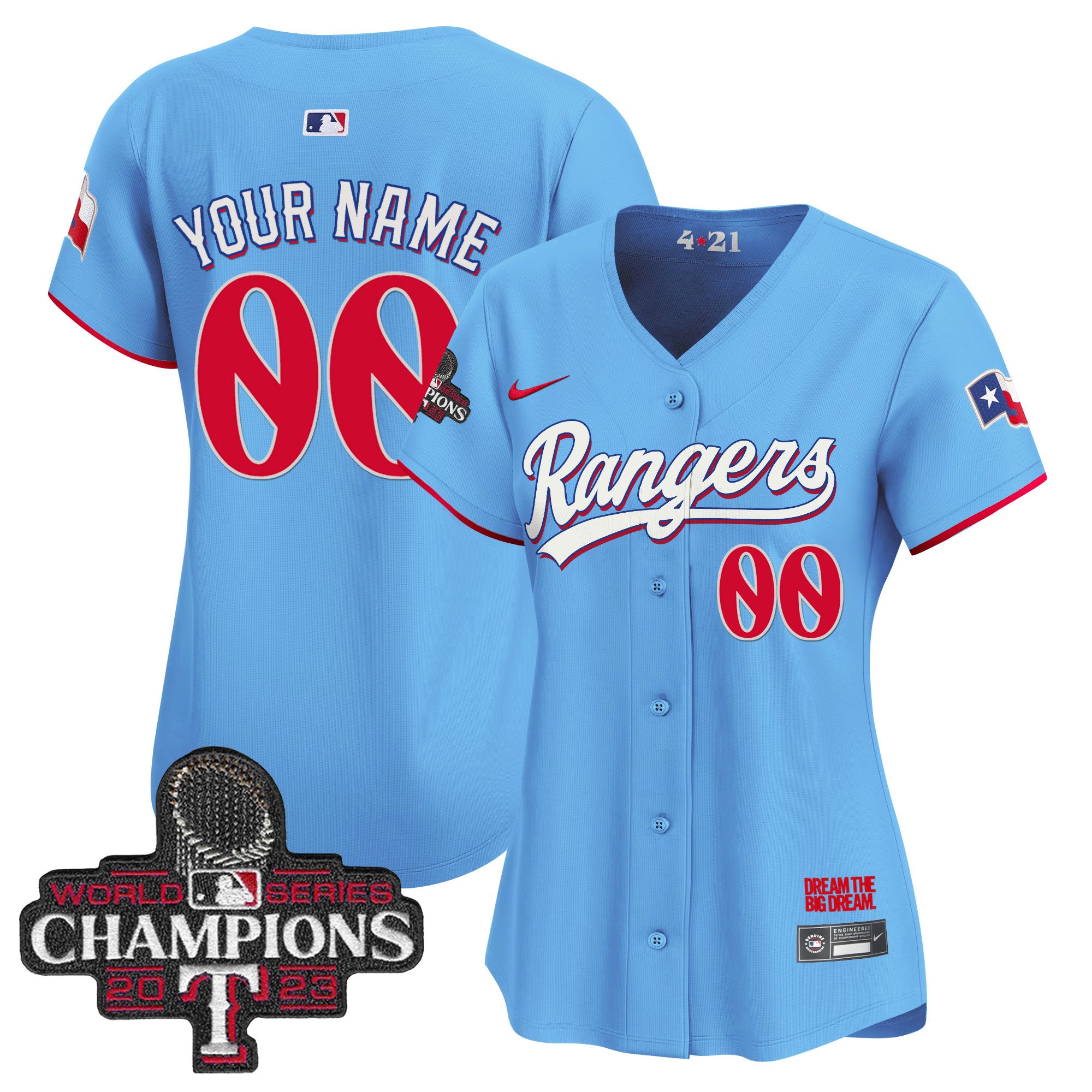 Texas Rangers 2023 World Series Champions City Connect Vapor Premier Limited Custom Jersey - All Stitched - Women, Blue