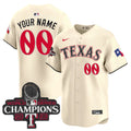 Texas Rangers 2023 World Series Champions City Connect Vapor Premier Limited Custom Jersey - All Stitched - Men, Cream