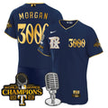 Texas Rangers 2023 World Series Champions Rangers Gold Trim Jersey - All Stitched - Youth, Morgan Micro 9/26/2020-Dark Navy