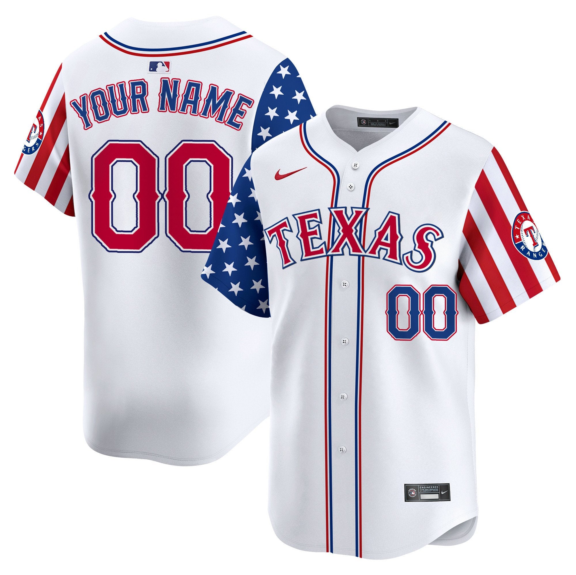 Texas Rangers 2024 Independence Day Vapor Premier Limited Custom Jersey V2 - All Stitched - Men, White