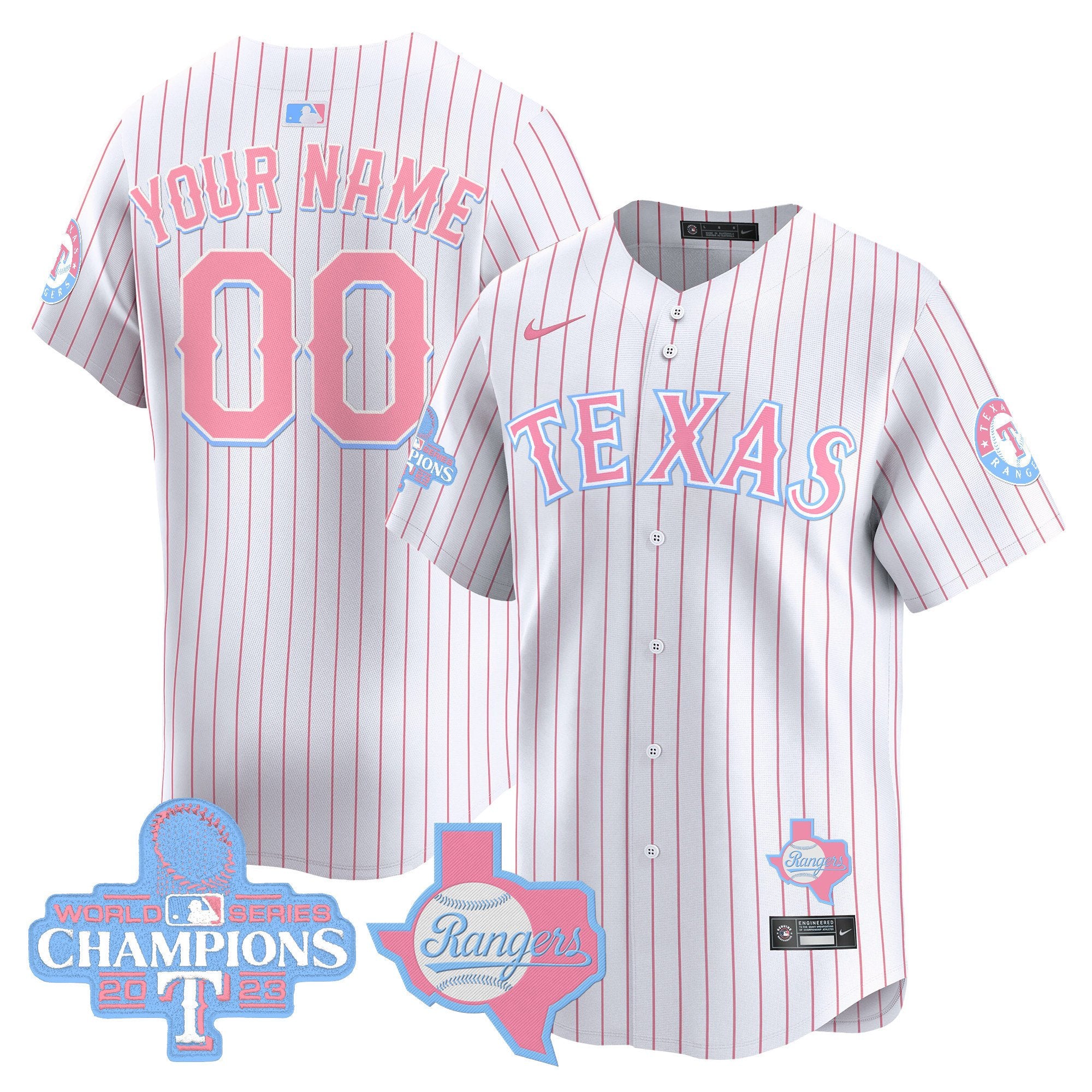 Texas Rangers Bubblegum Pink Vapor Premier Limited Custom Jersey - All Stitched - Men, Pinstripe