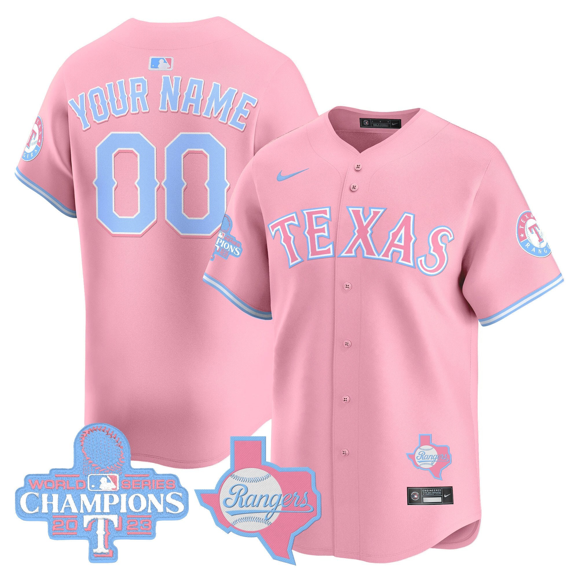 Texas Rangers Bubblegum Pink Vapor Premier Limited Custom Jersey - All Stitched - Men, Pink