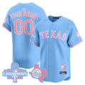 Texas Rangers Bubblegum Pink Vapor Premier Limited Custom Jersey - All Stitched - Men, Light Blue