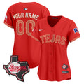 Texas Rangers Mexico Texas Patch Vapor Premier Limited Custom Jersey - All Stitched - Women, Red