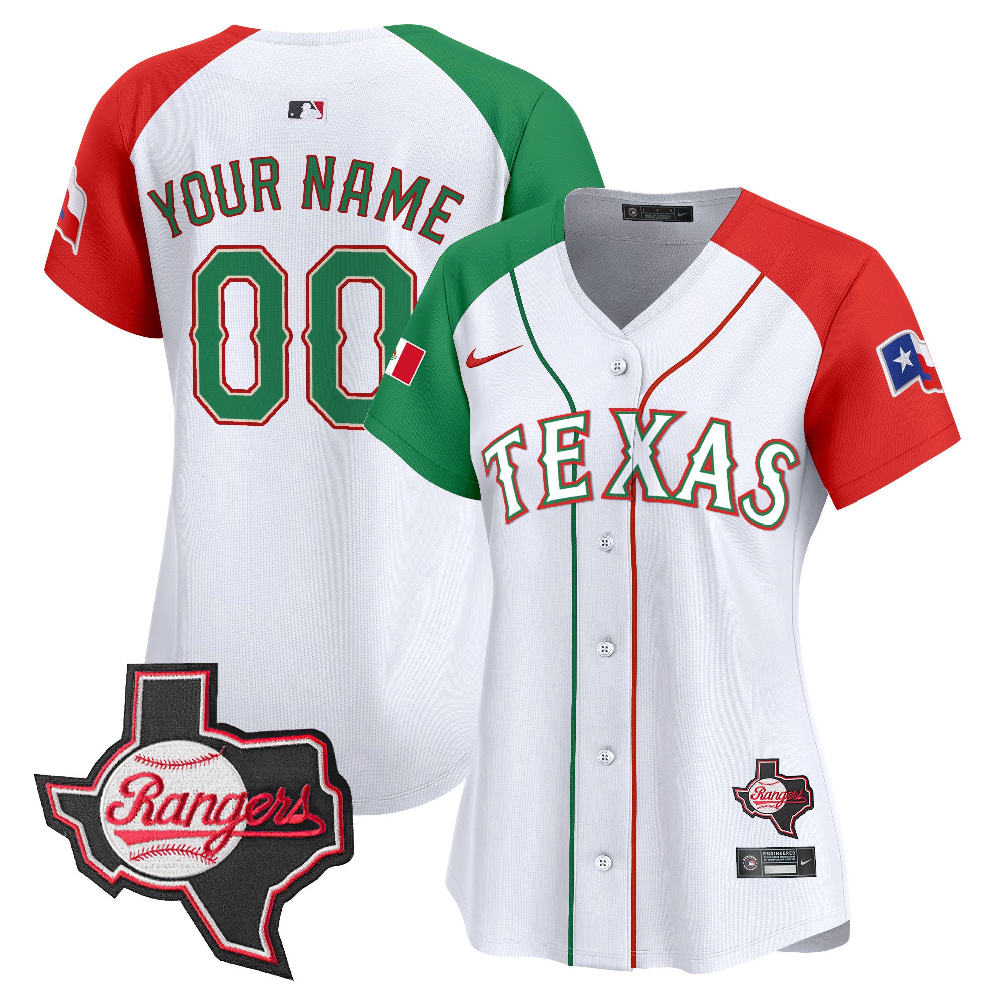 Texas Rangers Mexico Texas Patch Vapor Premier Limited Custom Jersey - All Stitched - Women, Alternate