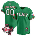 Texas Rangers Mexico Texas Patch Vapor Premier Limited Custom Jersey - All Stitched - Men, Green