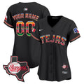 Texas Rangers Mexico Texas Patch Vapor Premier Limited Custom Jersey - All Stitched - Women, Black