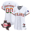 Texas Rangers Mexico Texas Patch Vapor Premier Limited Custom Jersey - All Stitched - Women, White