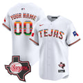 Texas Rangers Mexico Texas Patch Vapor Premier Limited Custom Jersey - All Stitched - Men, White