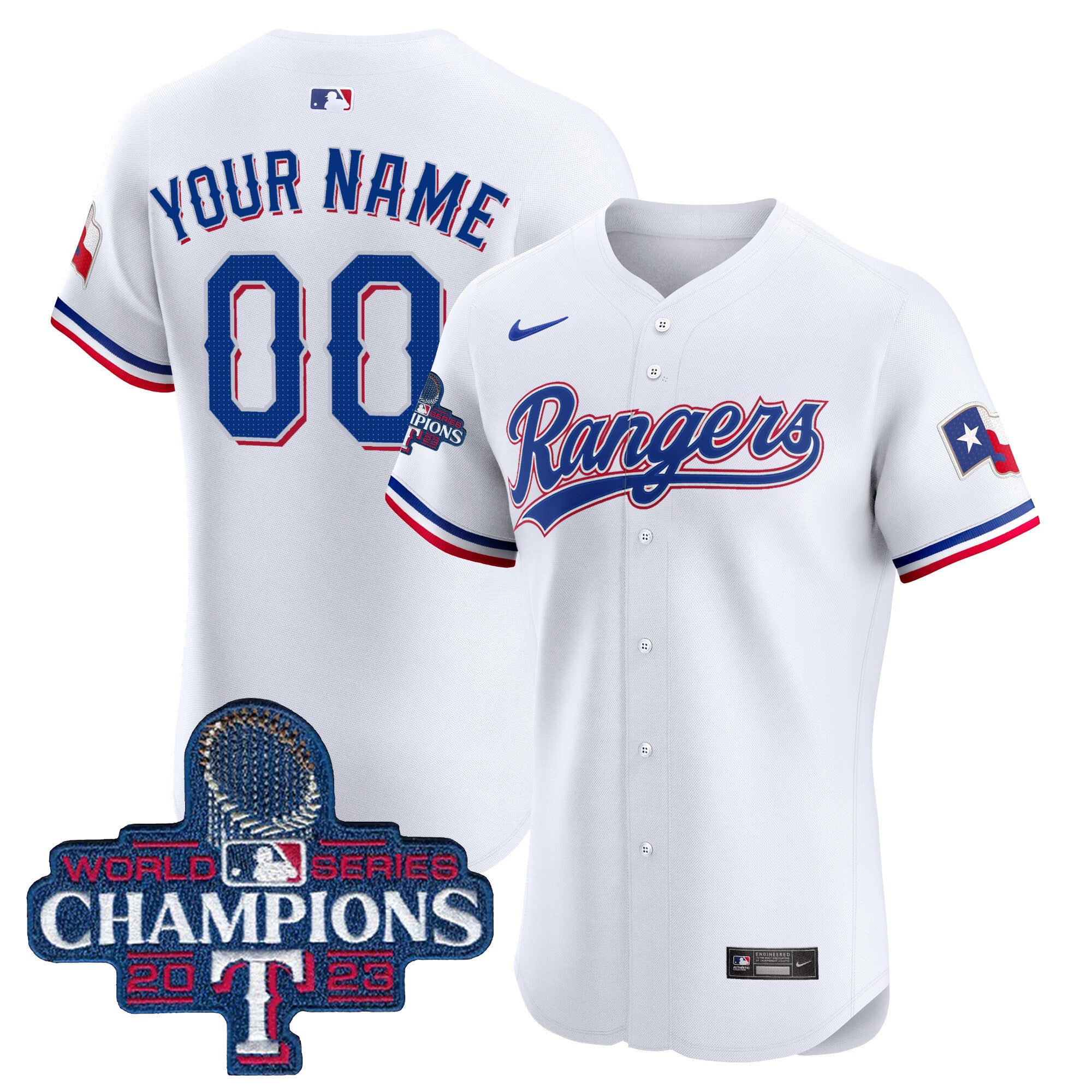 Texas Rangers World Series Champions Vapor Premier Elite Custom Jersey - All Stitched - Men, White