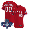 Texas Rangers World Series Champions Vapor Premier Elite Custom Jersey - All Stitched - Men, Red