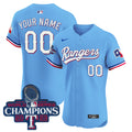 Texas Rangers World Series Champions Vapor Premier Elite Custom Jersey - All Stitched - Youth, Blue