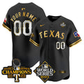 Texas Rangers World Series Champions Vapor Premier Limited Custom Jersey V4 - All Stitched - Men, Black Gold