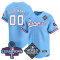 Texas Rangers World Series Champions Vapor Premier Limited Custom Jersey V4 - All Stitched - Youth, Blue