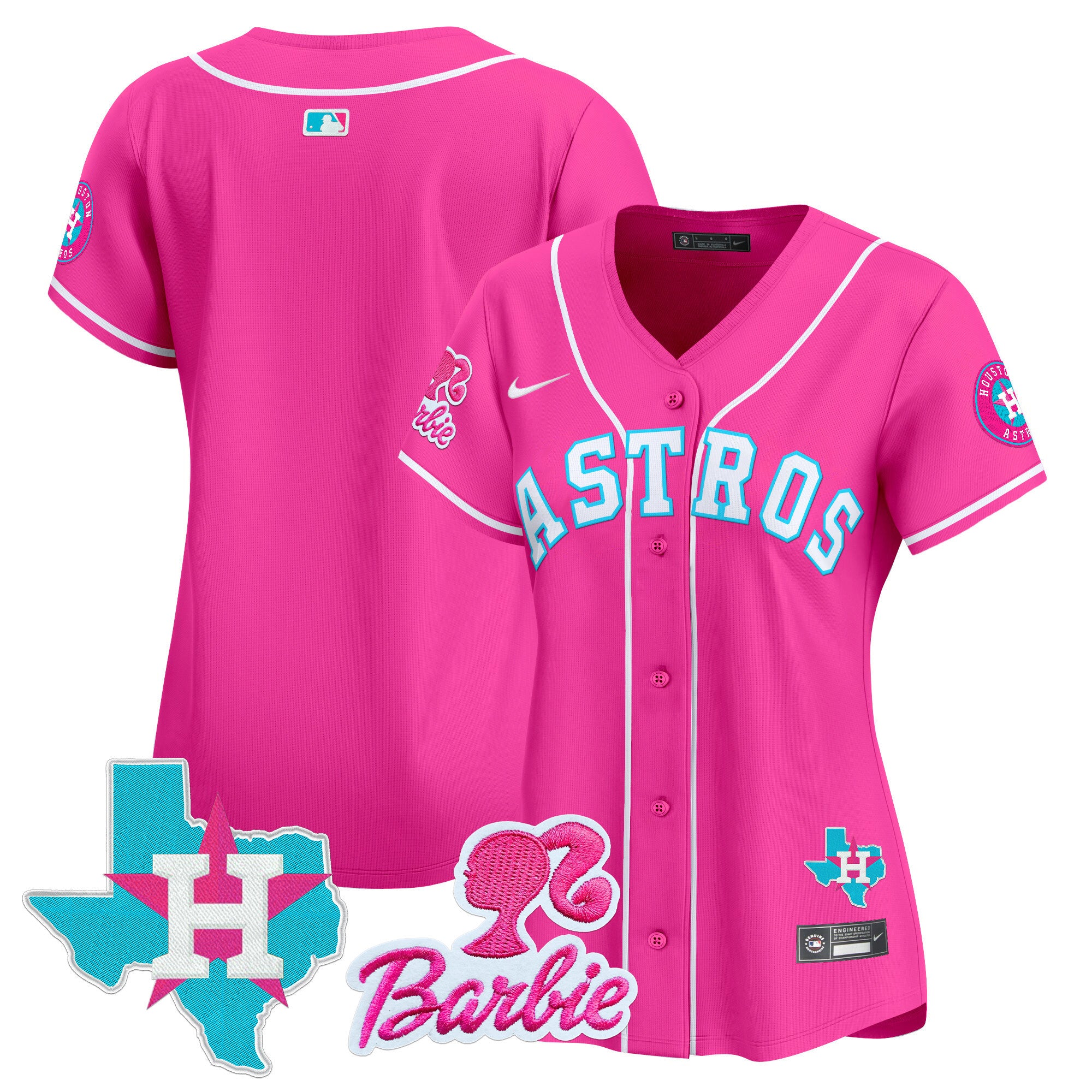 Women's Astros Barbie Patch Vapor Premier Limited Jersey - All Stitched - Pink, Team