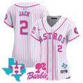 Women's Astros Barbie Patch Vapor Premier Limited Jersey - All Stitched - Pink Stripe, Travis Scott