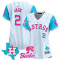 Women's Astros Barbie Patch Vapor Premier Limited Jersey - All Stitched - Pinstripe, Travis Scott