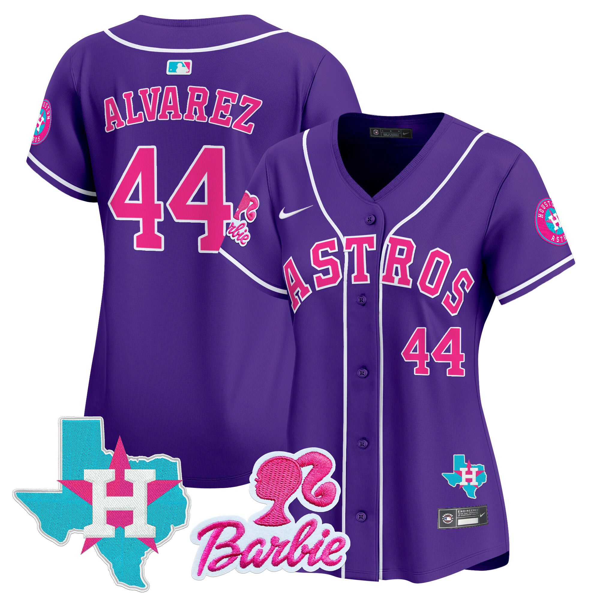 Women's Astros Barbie Patch Vapor Premier Limited Jersey - All Stitched - Purple, Yordan Álvarez