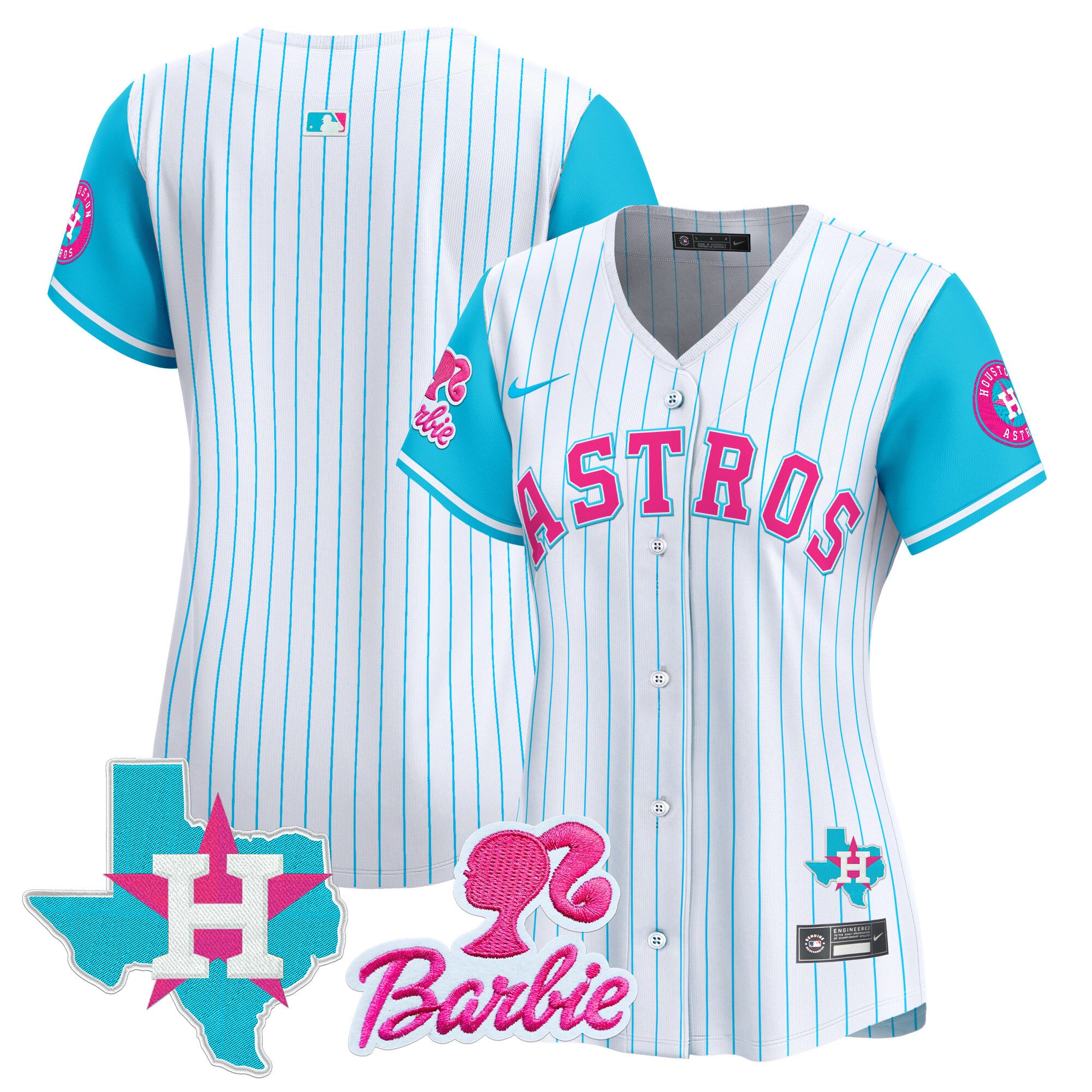 Women's Astros Barbie Patch Vapor Premier Limited Jersey - All Stitched - Pinstripe, Team