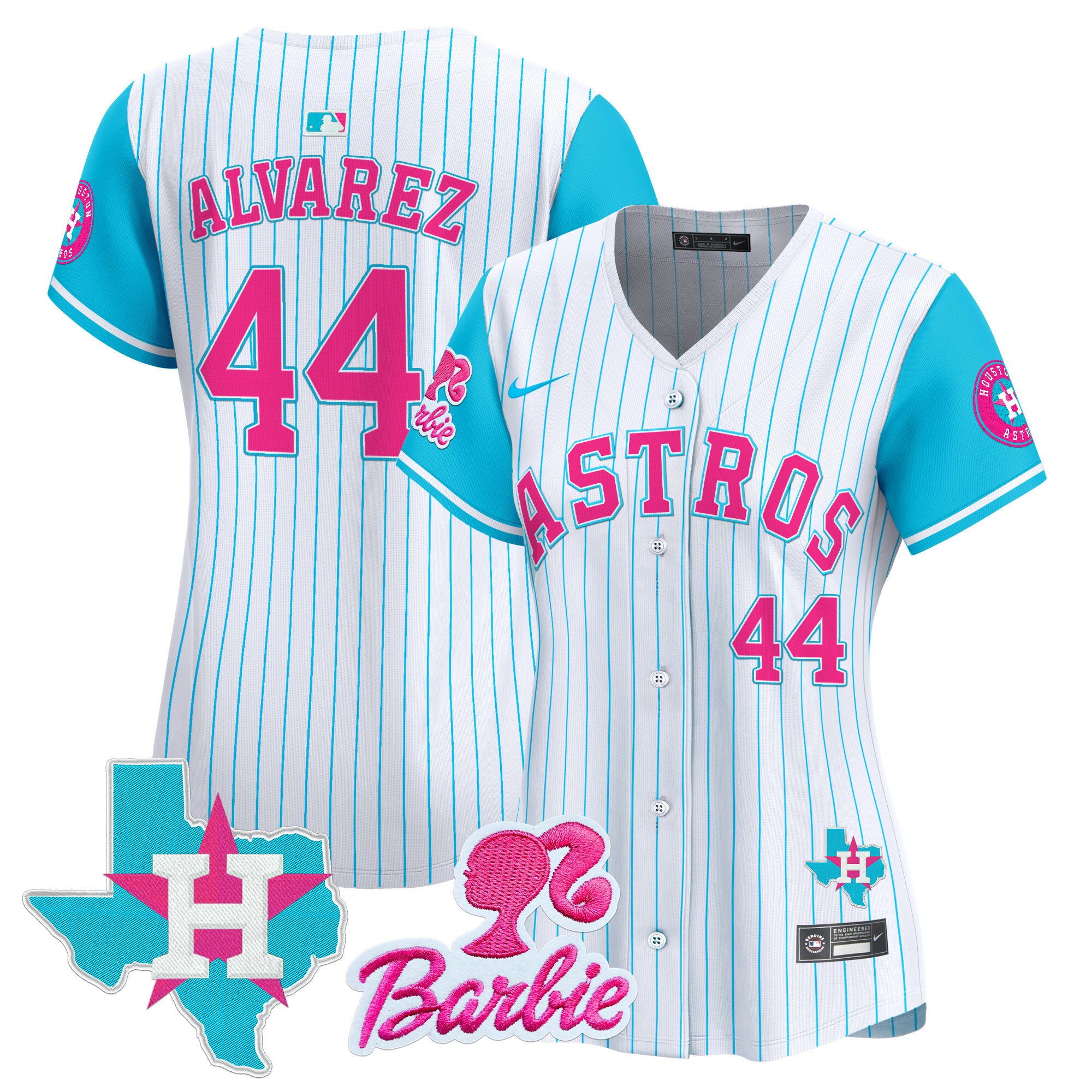 Women's Astros Barbie Patch Vapor Premier Limited Jersey - All Stitched - Pinstripe, Yordan Álvarez