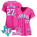 Women's Astros Barbie Patch Vapor Premier Limited Jersey - All Stitched - Pink, José Altuve