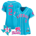 Women's Astros Barbie Patch Vapor Premier Limited Jersey - All Stitched - Light Blue, Travis Scott