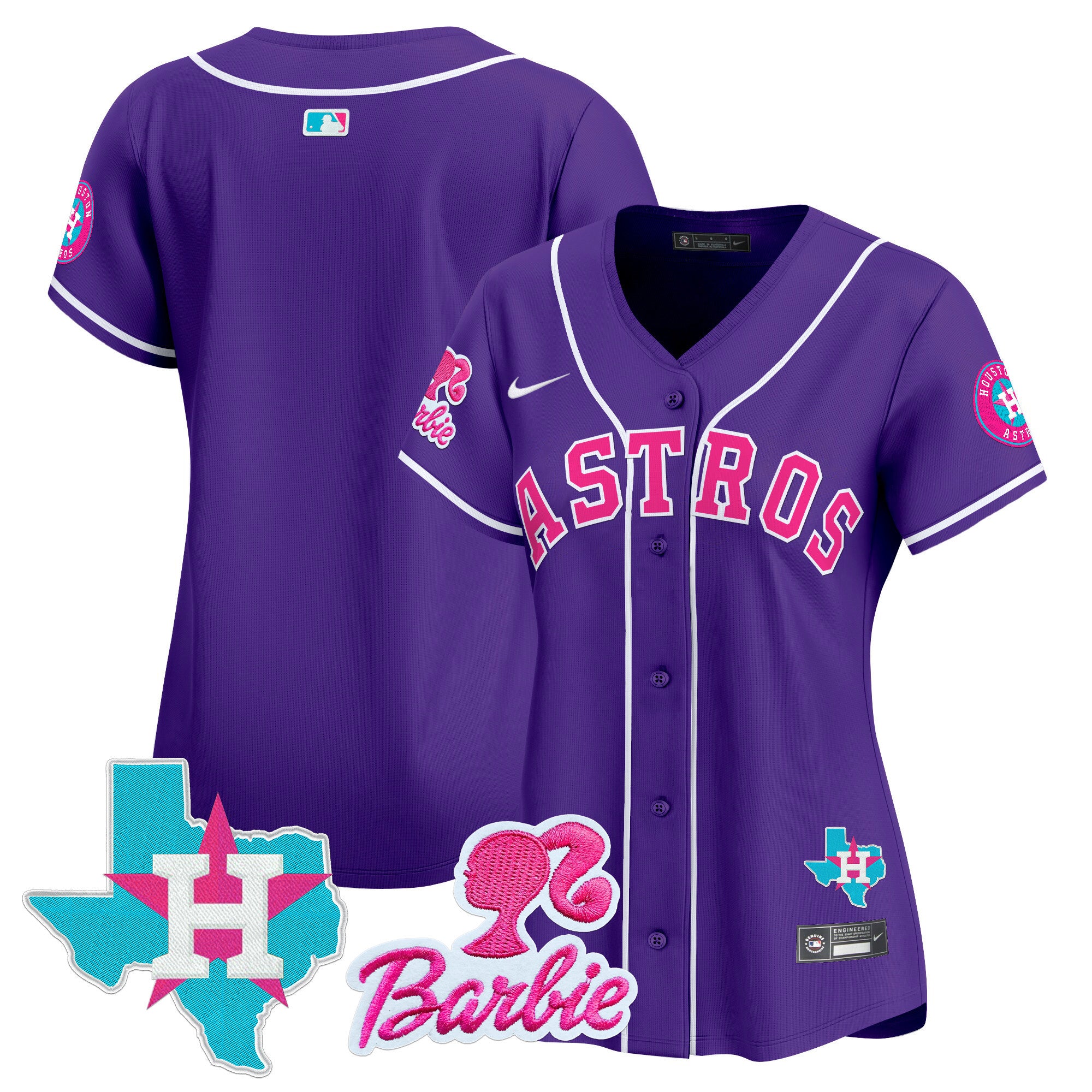 Women's Astros Barbie Patch Vapor Premier Limited Jersey - All Stitched - Purple, Team