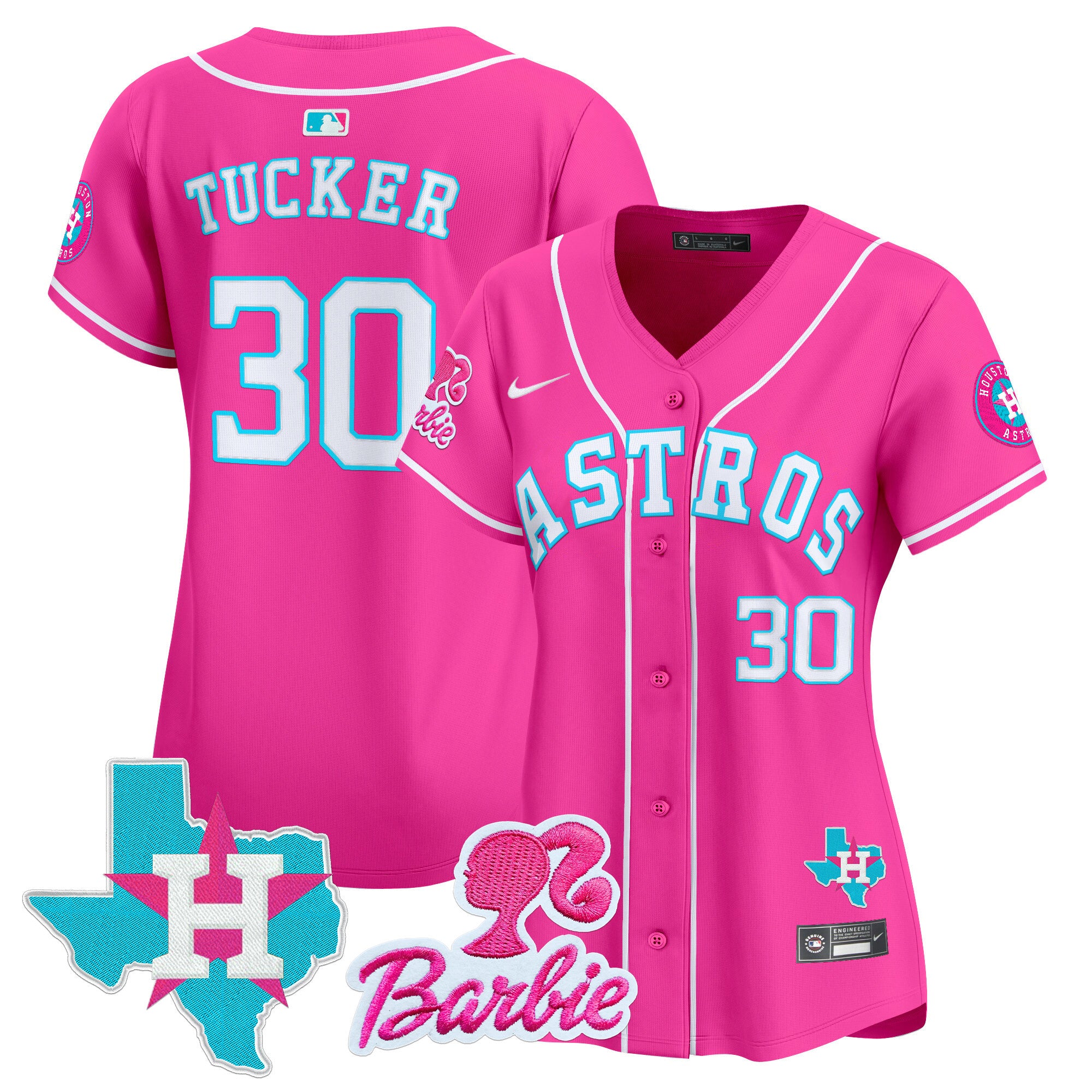 Women's Astros Barbie Patch Vapor Premier Limited Jersey - All Stitched - Pink, Kyle Tucker