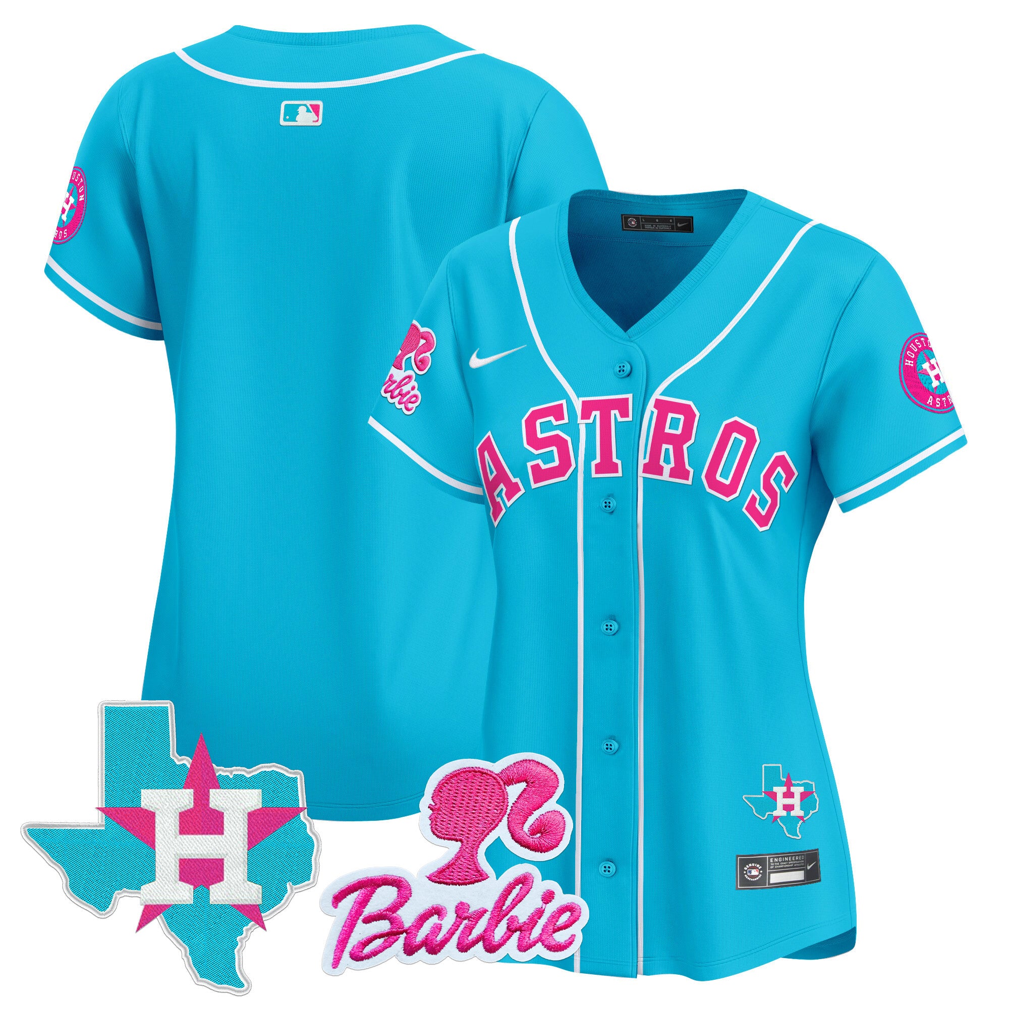 Women's Astros Barbie Patch Vapor Premier Limited Jersey - All Stitched - Light Blue, Team