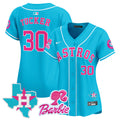 Women's Astros Barbie Patch Vapor Premier Limited Jersey - All Stitched - Light Blue, Kyle Tucker