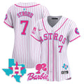 Women's Astros Barbie Patch Vapor Premier Limited Jersey - All Stitched - Pink Stripe, CJ Stroud
