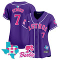 Women's Astros Barbie Patch Vapor Premier Limited Jersey - All Stitched - Purple, CJ Stroud