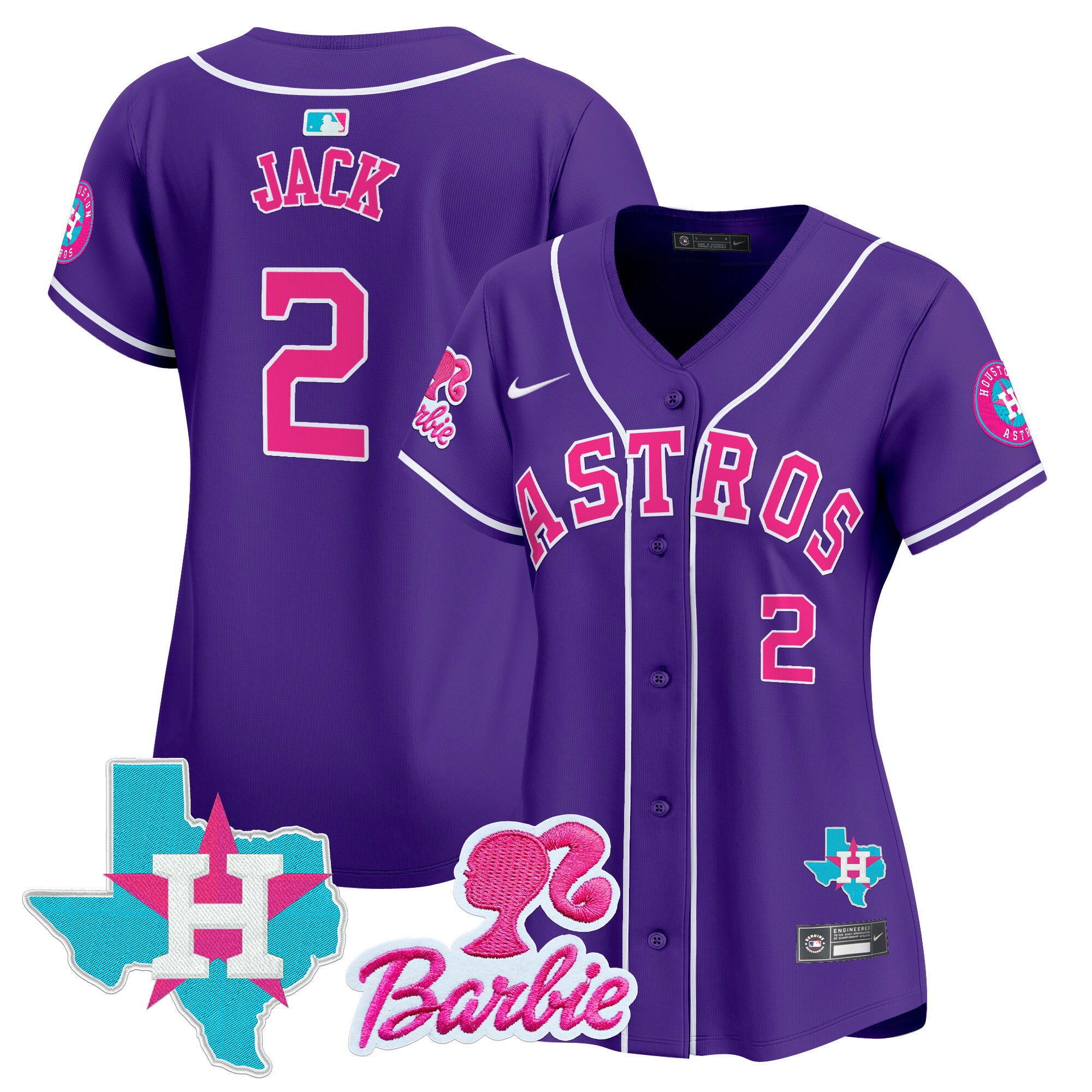 Women's Astros Barbie Patch Vapor Premier Limited Jersey - All Stitched - Purple, Travis Scott