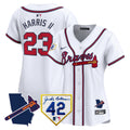 Women's Atlanta Braves 2024 Robinson & Georgia Patch Vapor Premier Limited Jersey - All Stitched - White, Michael Harris II